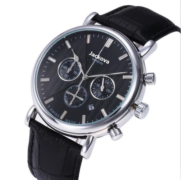 Pas cher Hommes Complets Montres Fonctionnelles Bracelet En Cuir Véritable Calendrier À Quartz Cool Montres-Bracelets De Mode D'affaires De Luxe Hommes Montre Femmes En Gros