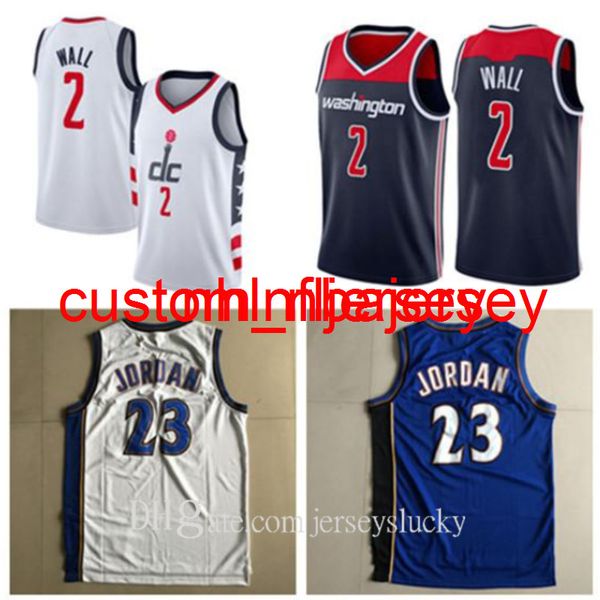 Pas cher Mens Retro Jersey Muggsy 1 Bogues Larry 2 Johnson Dell 30 Curry Alonzo 33 Deuil Basketball Jersey John 2 Wall 23 Michael Retro