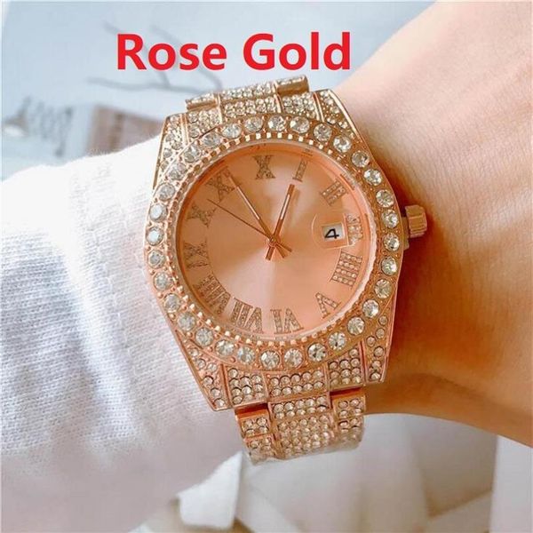 Barato Hombres Mujeres Diamantes Reloj de pulsera Movimiento de cuarzo Reloj de tiempo masculino Reloj para hombre relojes Relojes de diamantes Full Ice Out Watch 247b