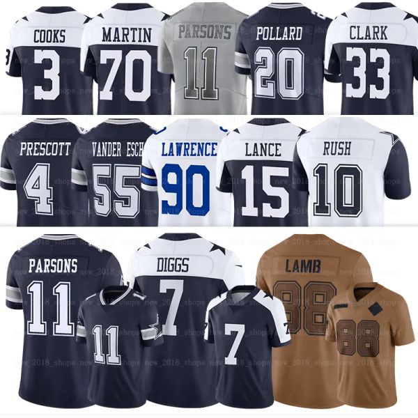 Cheap Micah Parsons Football Jersey Dak Prescott Tony Pollard Brandin Cooks DeMarcus Lawrence Luke Schoonmaker Michael Gallup Cooper Rush Rico Dowdle