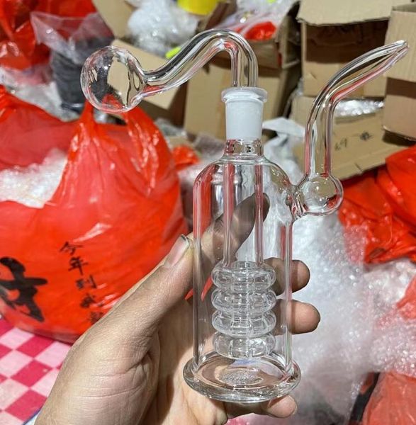 Barato Mini Bongs de vidrio Dab Rigs 14 mm Junta hembra con recipiente de vidrio pequeño Bubbler Beaker Bong Tuberías de agua Plataformas petroleras