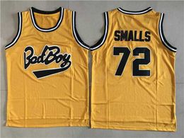 Goedkope film basketbalshirts Bad Boy Notorious Big 72 Biggie Smalls Jersey Heren Sport Alle gestikte gele kleur Topkwaliteit in de uitverkoop