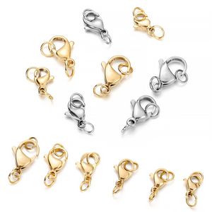 30 unids/lote de anillos de salto de cierre de langosta chapados en oro de acero inoxidable para pulsera, collar, cadenas, accesorios para hacer joyas DIY, suministros para hacer joyas, hallazgos de joyería