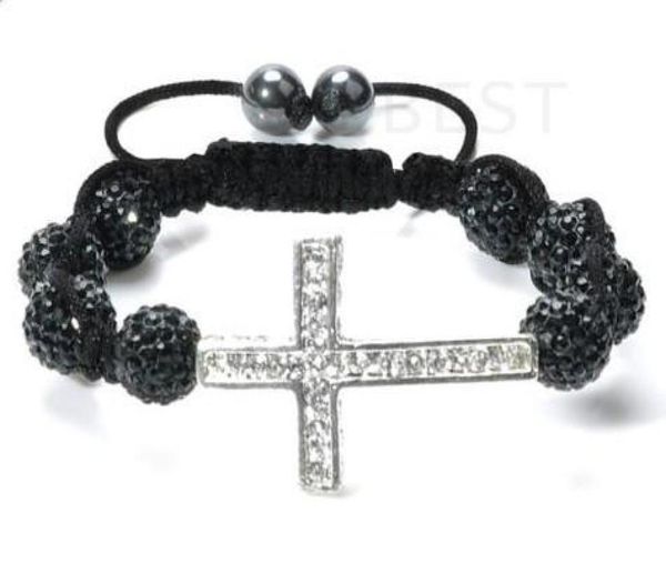 bon marché! 10mm noir micro pavé cz Disco disco boule perles bracelets OMN femmes cristal Shamballa Bracelet bijoux en gros chaud hotsale8123440