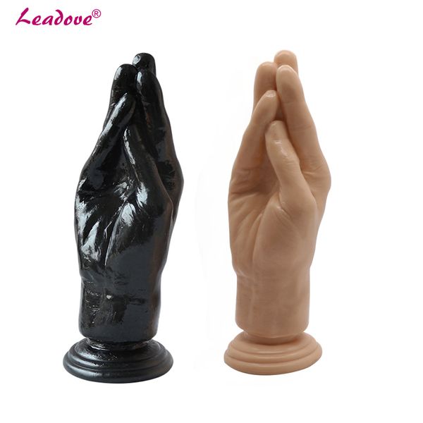 Barato Nuevo 21.5 cm / 8.46 pulgadas Dildo Brazo Fisting Forma de mano Masturbación anal Butt Plug Big Fist Dildo Juguetes sexuales para mujeres Gay Y18110106