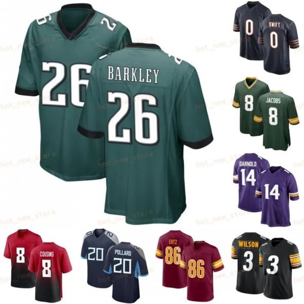 NUEVO NUEVO 8 KIRK COUSINES Jerseys de fútbol 14 Sam Darnold Josh Jacobs 20 Tony Pollard 0 Dandre Swift 26 Saquon Barkley Menguas Mujeres Jóvenes