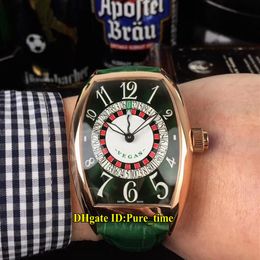 Goedkope Nieuwe 8880 Vegas Casino Russische Draaitafel Groene Witte Wijzerplaat Automatische Heren Horloge Rose Gouden Kast Groene Lederen Band heren Watch259w