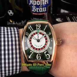 Cheap New 8880 Vegas Casino Russian Turntable Green White Dial Reloj automático para hombre Caja de oro rosa Correa de cuero verde Watch281M