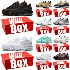 With Box sean wotherspoon 97 97s running shoes for mens womens Triple Black white shoe MSCHF x INRI Jesus Gold men trainers sneakers runners
