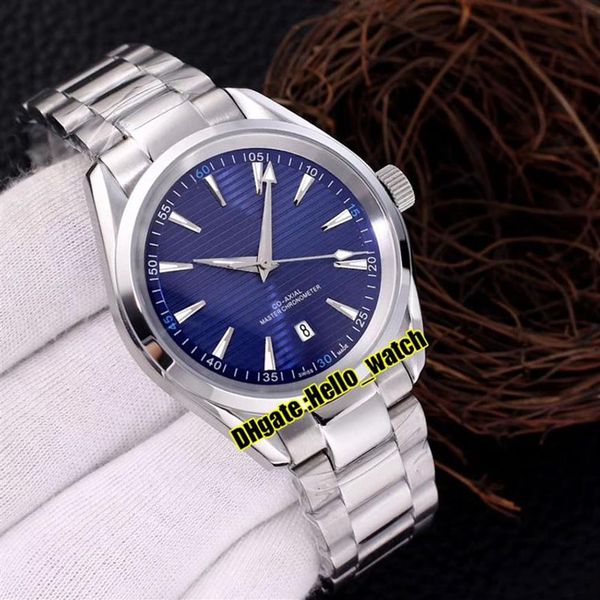 Barato Nuevo Aqua Terra 150M 220 10 41 21 03 001 Reloj automático para hombre con textura azul Dial Manecillas plateadas A2813 Pulsera de acero inoxidable W292C