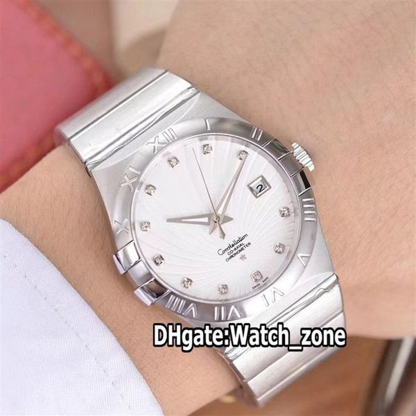 Barato Nueva fecha 123 10 38 21 02 001 Dial blanco Reloj automático para hombre Pulsera de acero inoxidable Reloj de zafiro de alta calidad zona 10 Co202e