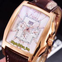 Günstige neue Flying B Chronograph Datum weißes Zifferblatt Miyota Quarz Chronograph Herrenuhr Roségold Gehäuse schwarzes Lederarmband Uhren Pur312w