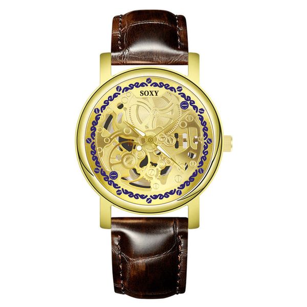 Reloj personalizado no mecánico para hombre, pulsera de cuarzo con esfera hueca creativa, cinturón de alta gama, barato, nuevo