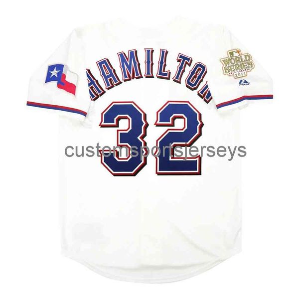 Barato NUEVO Josh Hamilton 2011 Serie Mundial Jersey XS-5XL 6XL camisetas de béisbol cosidas Retro