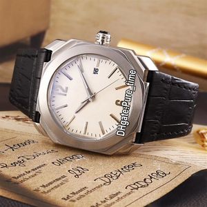 Goedkope nieuwe octo 41 mm stalen kast 102207 bgo41wsld witte wijzerplaat Zwitsers Quartz Mens Watch White Leather Gents Sport Watches Pure Time 12C3041