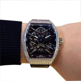 Nouveau Saratoge Vanguard V 45 T SQT Black Hollow Skeleton Dial Automatic Mens Watch Diamond Case Centr