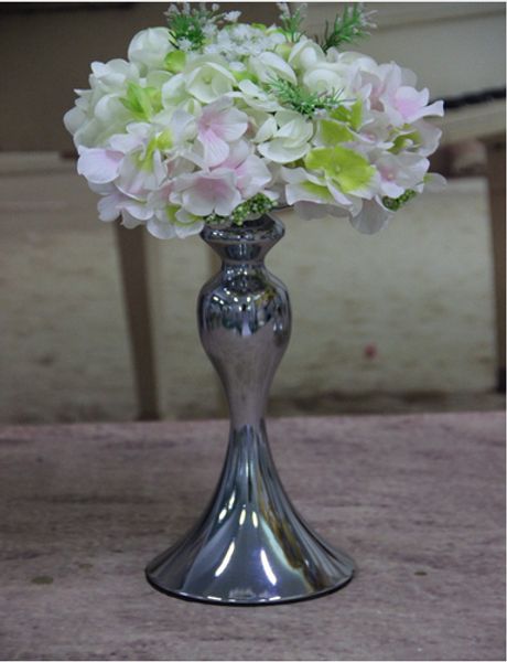 Pas cher nouveau vase trompette en fer ruban pour pièce maîtresse de mariage, vase de support de fleur mentale, vase de fleur de mariage