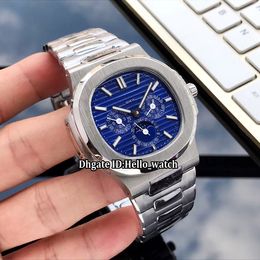 Cheap New Sport Moon Phase Blue Dial 5740/1G-001 Automatic Mens Watch 316L Stainless Steel Bracelet High Quality PPHW Gents Watches