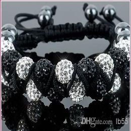 pas cher Nouveau Style10mm Deux rangées pas cher Blanc boule disco Perles Bracelets VSD Cristal Shamballa Bracelet bijoux De Noël i3535259G