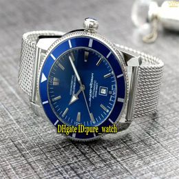 Goedkope Nieuwe Super Ocean Heritage AB201016 C960 154A Blauwe Wijzerplaat Aziatische 2813 Automatische Herenhorloge Keramische Bezel Steel Mesh Band Nieuwe Watc3183