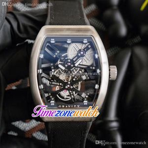 Goedkoop Nieuwe V45 Japan Miyota 8215 Automatische Herenhorloge Roestvrij staal Case Skeleton Dial Black Nylon Rubber Horloges TimeZonewatch E209A1