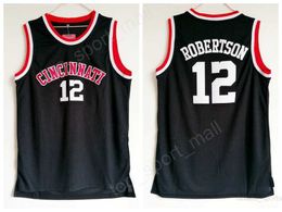 Pas cher Oscar Robertson Jerseys 12 University Basketball Cincinnati Bearcats College Jerseys Hommes Noir Couleur Respirant Pour Les Fans De Sport Vente