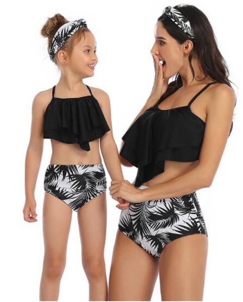 parent enfant swiwear maillot de bain bikini costume split enfants femmes filles enfants sexy yakuda flexible élégant imprimé léopard bikini costume ensembles