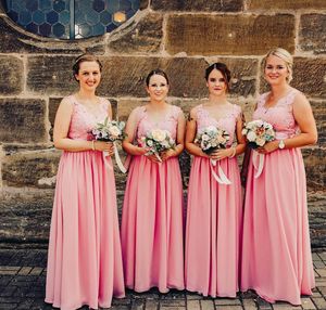 Goedkoop roze bruidsmeisje jurk boho strand zomer land tuin formele bruiloft gasten meid van eer toga plus maat gemaakt op maat