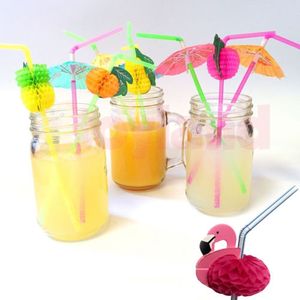 Goedkope plastic stro paraplu's fruit cocktail paraplu plastic drinken rietjes gemengde roerschrijtuigen bar pub partij decoraties