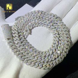 Precio barato 2 filas Cadenas Sier Sale Hot Moissanite Diamond Cuban Link Cabecillo de 8 mm Pulsera de colgante Hip Hop Joyería