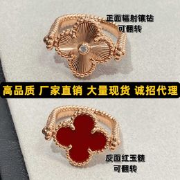 Prix bon marché et anneaux de bijoux de haute qualité Nouveau anneau rouge en or rose 18k avec réversible avec VNain commun