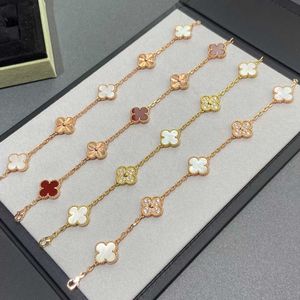 Prix bon marché et bijoux de haute qualité doré à haute fleur à quatre feuilles bracelet d'herbe blanc fritillaria rose diamant avec vnain cilereft arplse