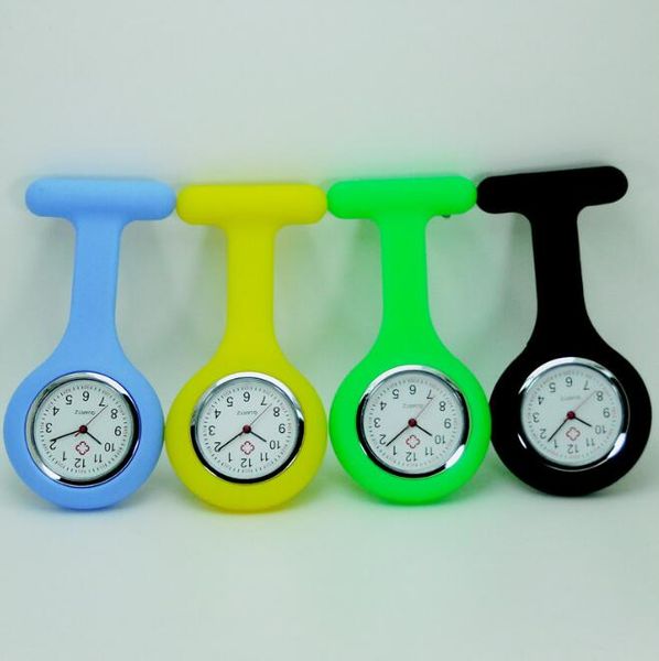 Date Silicone Infirmière Alliage Montre Broche type Clip Infirmières Gelée Fob Poche Quartz Montres Docotor Horloge Médicale