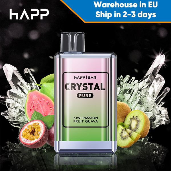 Prix bon marché Happ Vape 6K Puffs Cristal jetable 6000Puffs Goût pur 12 ml E Liquide Vaporisateur jetable à 2 % de force avec batterie 1500 mAh