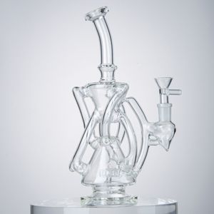 7 Buizen Glazen Bongs Hookahs Klein Bong Douchethead Perc 5mm Dikke Droog Herb Cyclone DAB RIGHT Clear Smoking Pipe Spinning Water Pipes Recycler Hookah Oil Rigs