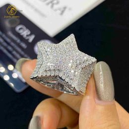 Goedkope prijs moissaniet ringen hiphop ijskoud diamant 925 sterling zilveren ijs uit moissanite mannen diamanten ring