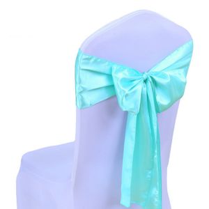 Funda para silla de boda, fajas, tela satinada, pajarita, banda de cinta, decoración, suministros para fiestas de Hotel