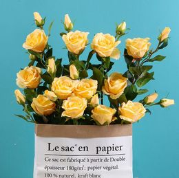 Pas cher prix soie rose bouquet de fleurs 70cm hauteur fleurs artificielles pour la décoration intérieure et les décorations de mariage