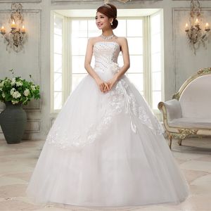 Pas cher photo réelle nouvelle arrivée robe de mariée de Style coréen avec robe de mariée en cristal robe de mariée blanche 2018 robe de noiva