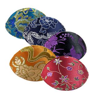 Unique fait à la main anneau boîte-cadeau petit bijoux pièce de monnaie étui de rangement chinois soie brocart tissu artisanat carton Floral emballage 10 pcs/lot