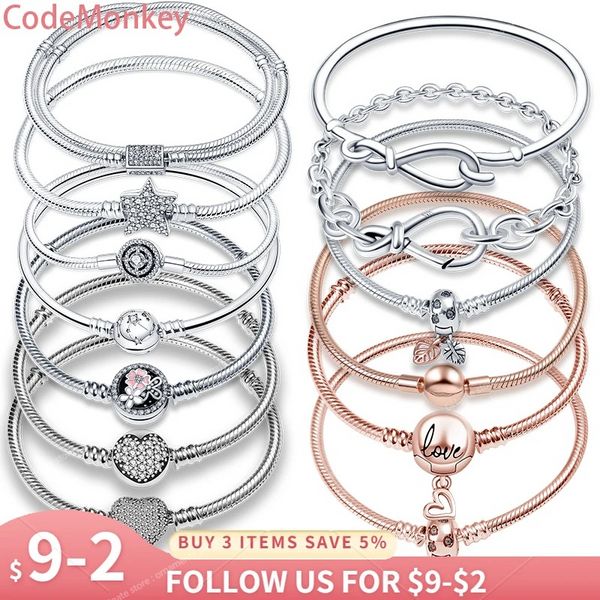 Gran oferta, pulsera de circón Pav de amor de Plata de Ley 925, dijes de cuentas originales, regalo de joyería DIY para mujeres, venta al por mayor, joyería fina, pulseras, joyería