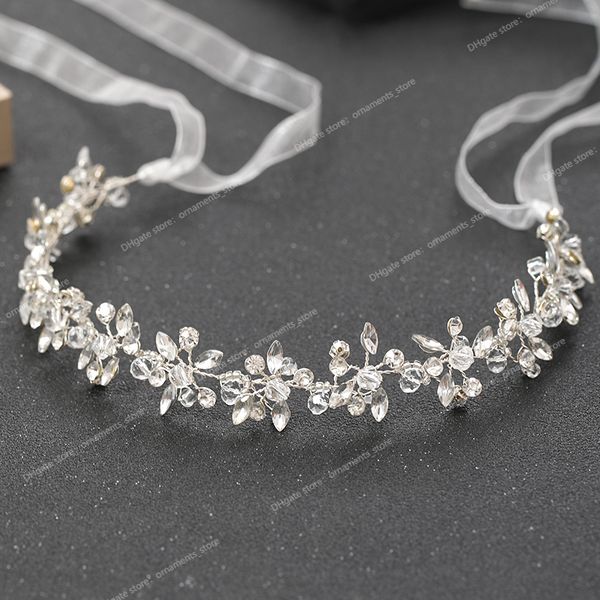 Bandeaux de couleur argent pour femmes mariée à la main cristal strass diadèmes bandeaux accessoires de cheveux de mariage reine bandeau cadeau bijoux de modeBijoux de cheveux