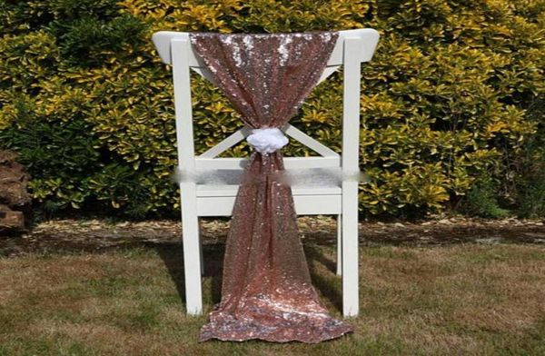 Fajas para sillas con lentejuelas de oro rosa, decoración formal para fiesta de boda, deslumbrantes lazos para sillas, fundas para sillas de 15050cm, tamaño 6956600