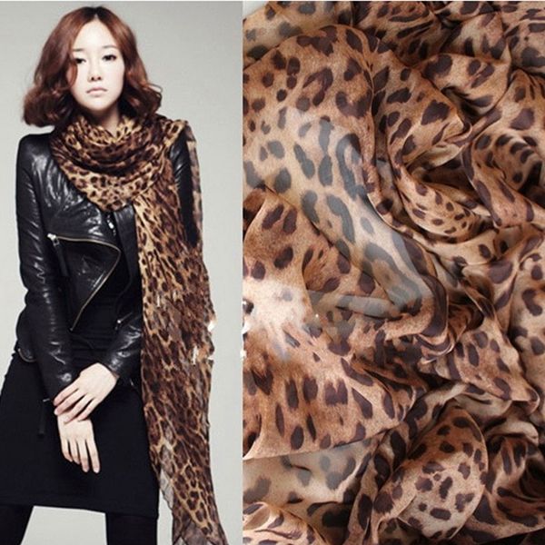6 uds Pop moda mujer leopardo estampado suave chal muselina bufanda abrigo largo hilo balinés 2 colores
