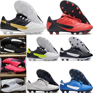 Envoyer avec sac Chaussures de football de qualité Tiempo Legend Premier III 3 FG Crampons de football rétro classiques pour hommes en cuir souple Chaussures de football d'entraînement confortables Taille US 6.5-12