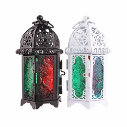 Goedkope verkoop zwart wit metalen kandelaars ijzer lantaarn voor bruiloft gunsten gift home decoraties benodigdheden