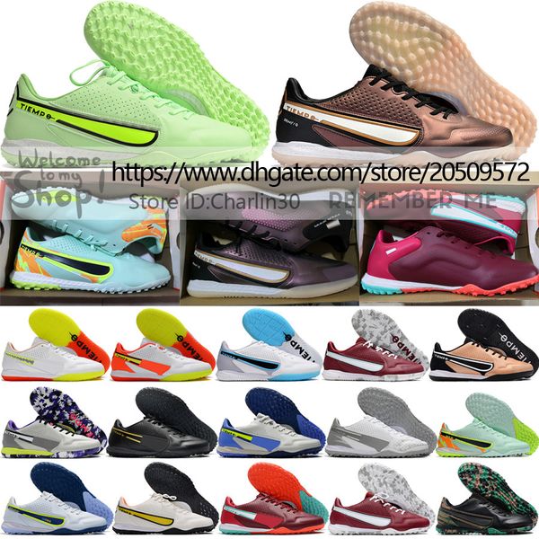 Enviar con bolsa Botas de fútbol de calidad Tiempo Legend 9 Pro TF IC Botines de fútbol para césped artificial para hombre Zapatillas de deporte cómodas de cuero suave Lithe MD Sole Zapatos de fútbol Tamaño EE. UU. 6.5-12