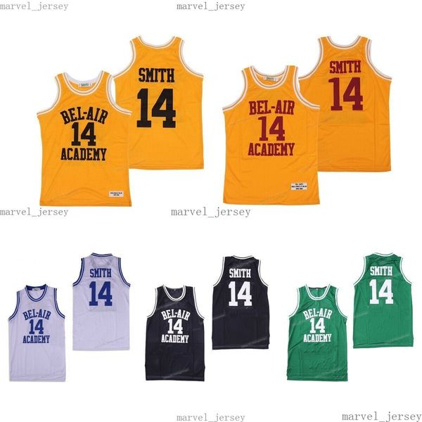 Pas cher cousu frais Prince de Bel Air Academy Will Smith # 14 maillots de basket-ball 5 couleurs hommes femmes jeunesse XS-5XL