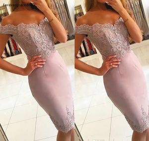 Goedkope schede cocktailjurk stoffige roze roze knie lengte bodycon formele club slijtage avond prom feestjurk plus maat