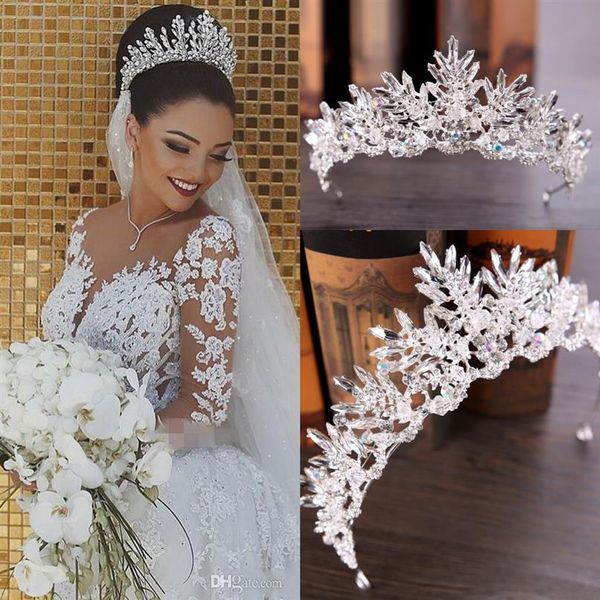 Pas cher Argent Bling Diadèmes Couronnes Bijoux De Cheveux De Mariage Couronne Cristal Mode Soirée De Bal Robes De Soirée Accessoires Headpieces235N